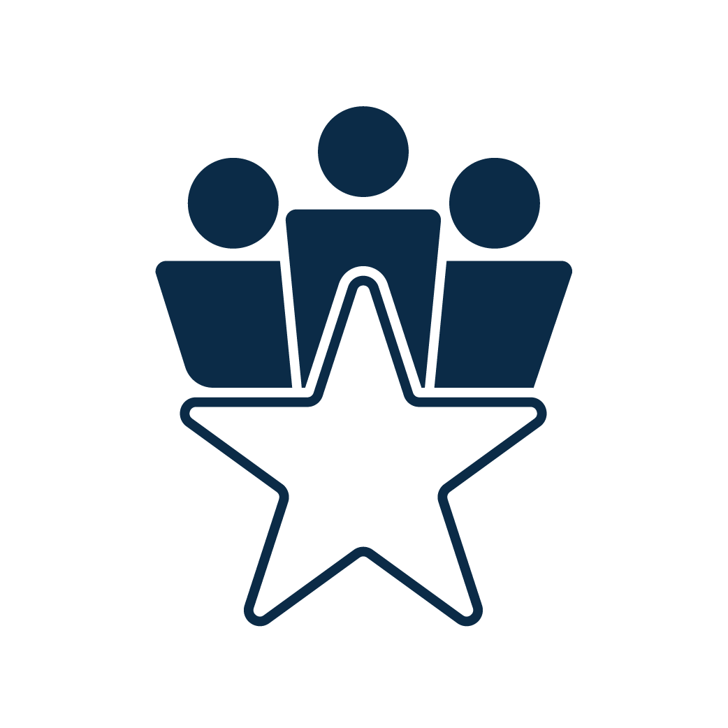 Leadership icon - people arising out of a star